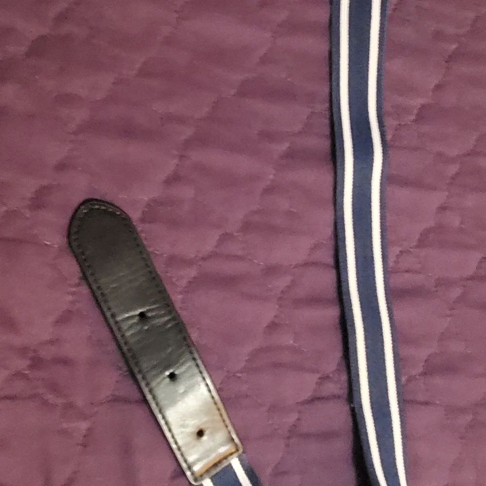 Gymboree Black and Blue Striped Belt with Leather Trim